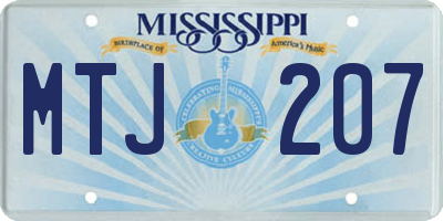 MS license plate MTJ207