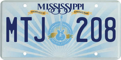 MS license plate MTJ208