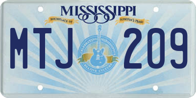 MS license plate MTJ209
