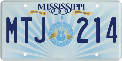 MS license plate MTJ214