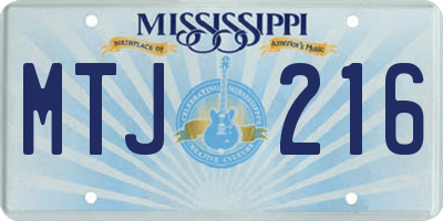 MS license plate MTJ216