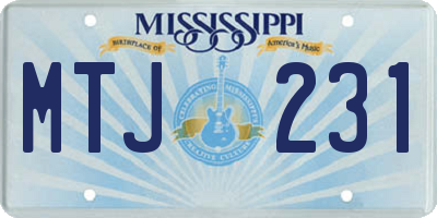 MS license plate MTJ231