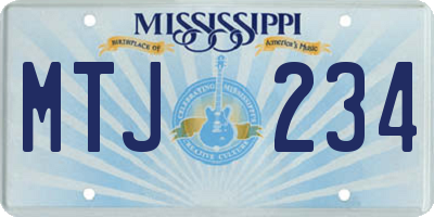 MS license plate MTJ234