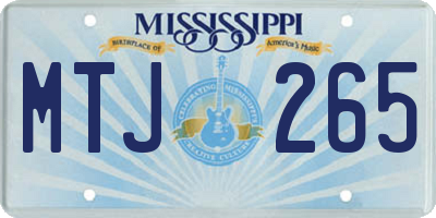 MS license plate MTJ265