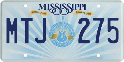 MS license plate MTJ275