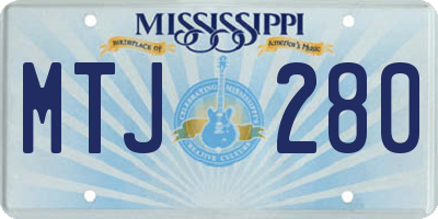 MS license plate MTJ280
