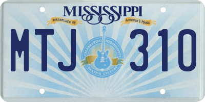 MS license plate MTJ310