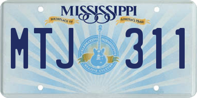 MS license plate MTJ311