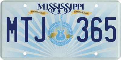 MS license plate MTJ365