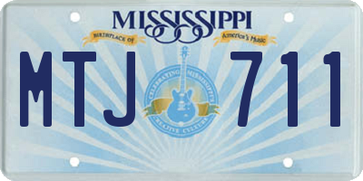 MS license plate MTJ711