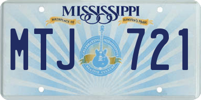 MS license plate MTJ721
