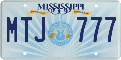MS license plate MTJ777
