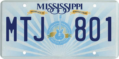 MS license plate MTJ801