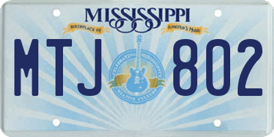 MS license plate MTJ802
