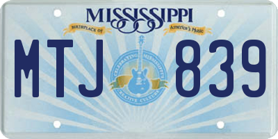 MS license plate MTJ839