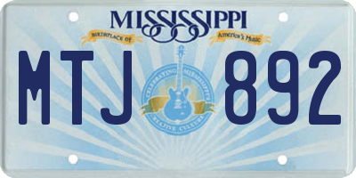 MS license plate MTJ892