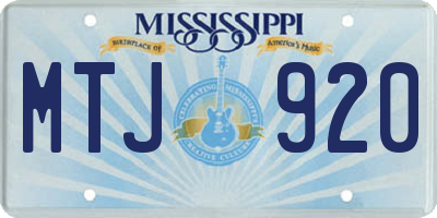MS license plate MTJ920