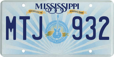 MS license plate MTJ932