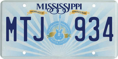 MS license plate MTJ934