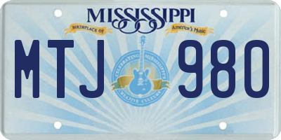 MS license plate MTJ980