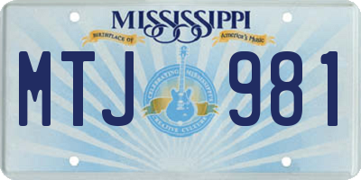 MS license plate MTJ981