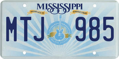 MS license plate MTJ985