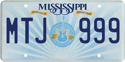 MS license plate MTJ999