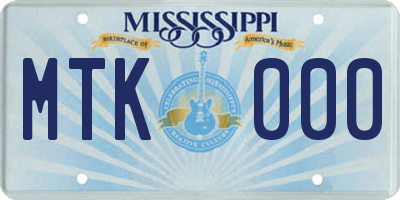 MS license plate MTK000