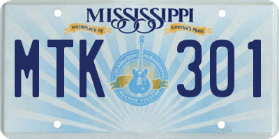 MS license plate MTK301