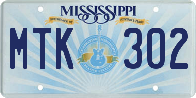 MS license plate MTK302