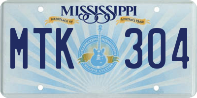 MS license plate MTK304