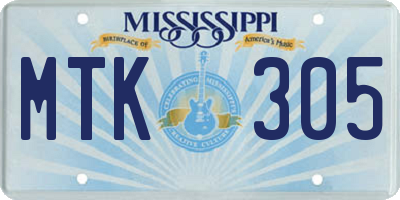 MS license plate MTK305