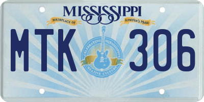 MS license plate MTK306