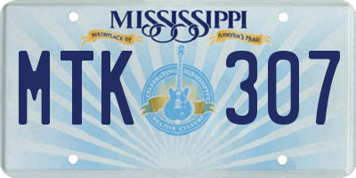MS license plate MTK307