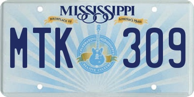 MS license plate MTK309