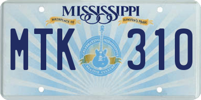 MS license plate MTK310