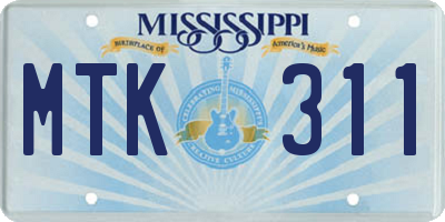 MS license plate MTK311