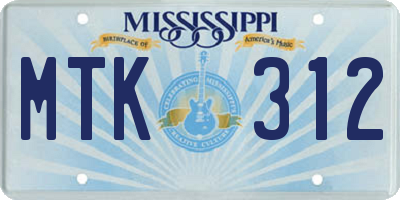 MS license plate MTK312