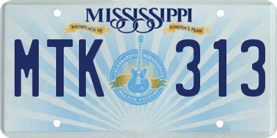 MS license plate MTK313