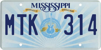 MS license plate MTK314