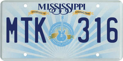 MS license plate MTK316