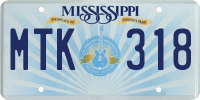 MS license plate MTK318