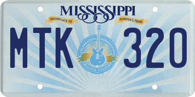 MS license plate MTK320