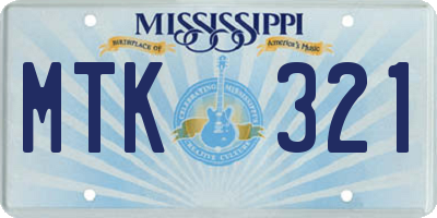 MS license plate MTK321