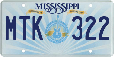 MS license plate MTK322