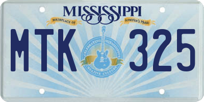 MS license plate MTK325