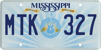 MS license plate MTK327
