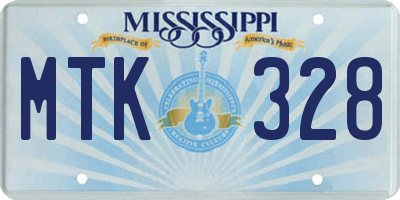 MS license plate MTK328