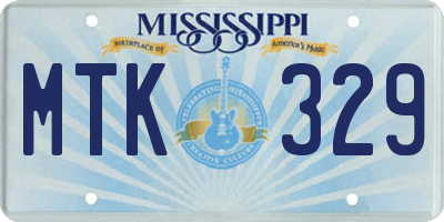 MS license plate MTK329