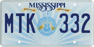 MS license plate MTK332